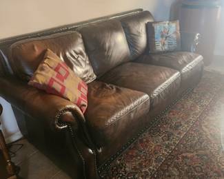 Brown Leather sofa 70 inches long w/57 inch love seat