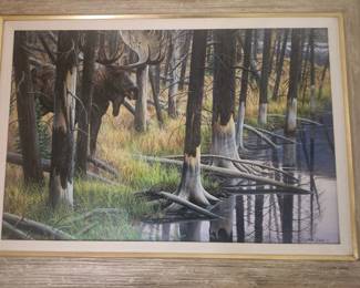 Original Art by  	Fisher, Cynthie	  TITLE	"Northern Monarch"-Moose	  MEDIA	Acrylic/Mason	30X20
