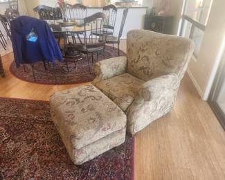 Upholstered chair with ottoman 