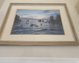 Original Art by	Van Beek, Randy	  TITLE	Orcas at Tatoosh	  MEDIA	Oil/Canvas	24X17