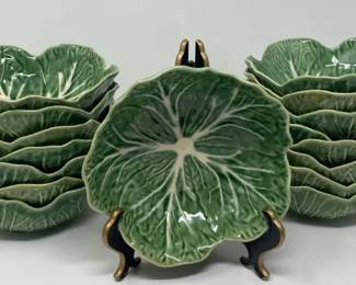 Bordallo Pinheiro, Portugal, Cabbage Pattern, Set Of 16 Bowls