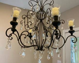 Tuscan Style Wrought Iron  Crystal Chandelier With Votive Candles
