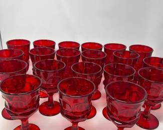 Vintage Ruby Red Argus Fostoria 10 Water Goblets  10 Ice Tea Glasses