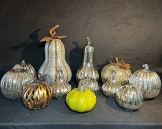 Mercury Glass Pumpkin And Gourds