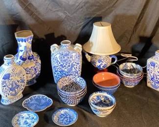 Modern or Unmarked Blue And White Porcelain Collection