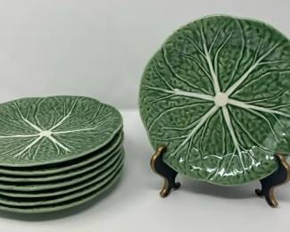 Bordallo Pinheiro, Portugal, Cabbage Pattern, Set Of 8 Dessert Plates