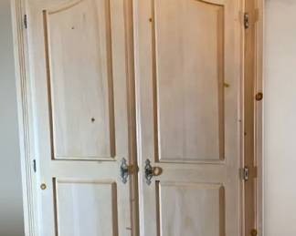 Wooden Armoire And Birdcage With Plant And Baskets, And More