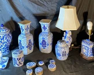 Blue and White Porcelain Lamps  More