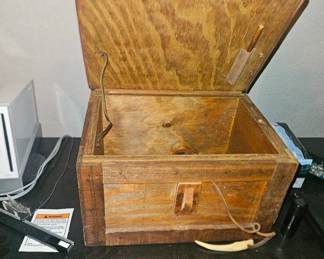 downstairs. unique wooden box