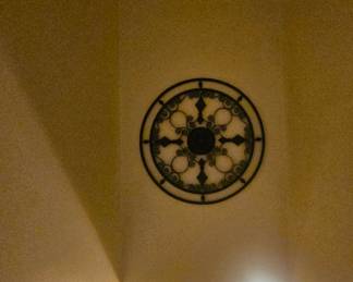 overhead down the stairs...ask dave/tim  for assistance