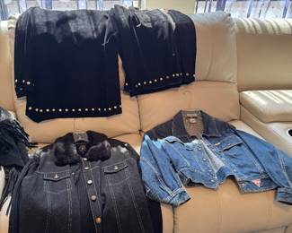 Vintage jean jackets, suede skirt and skirt