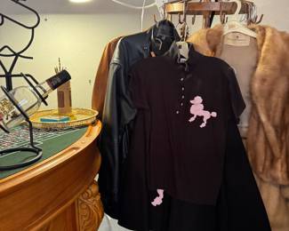 Poodle shirt with  skirt and other leather coats