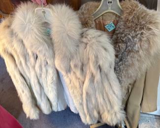 Fox and suede with fur collar coats
