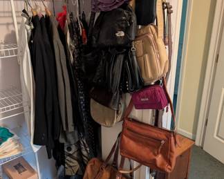 lots of leather bags, purses & belts