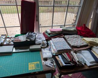 sewing supplies and fabric
