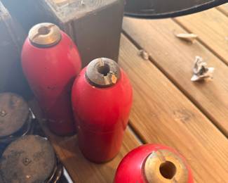 Vintage Red Artillery Shell Display Pieces