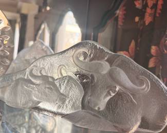 Lalique "Buffle" (Water Buffalo) Crystal Sculpture