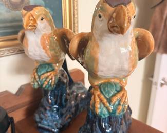 Pair of Ceramic Parrot Figurines