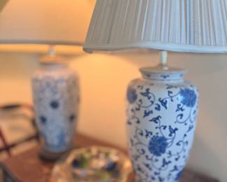 Blue and White Ginger Jar Table Lamps (Pair)