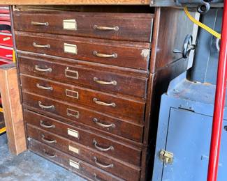 Antique 8-Drawer Oak Flat File Cabinet / Plan Chest