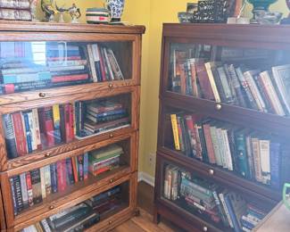 Set of Two Barrister Bookcases (Oak and Dark Wood)