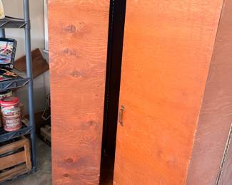 Vintage Pine Storage Cabinet with Two Doors and Drawers