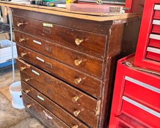 Vintage Wooden Machinist's Tool Chest