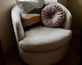 Detail of West Elm Swivel Chair - Performance Velvet - Light Grey