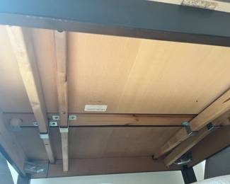 Bottom view of expandable Danish dining table