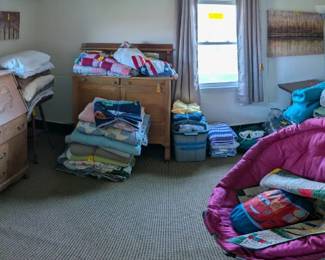 Tons of antique furniture, bedding, quilts