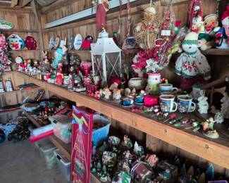 Christmas decor, lanterns, picks, cups, Christmas villages, nativity scenes, ornaments, lights