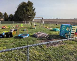 Outdoor kids toys including swing set