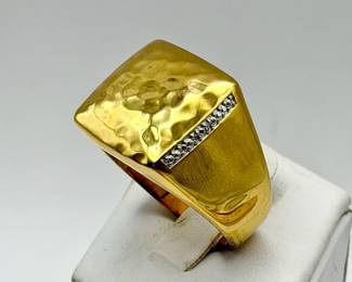 18KT Gold Plated Ring with Diamonds “The Rock” Danbury Mint Jewelry