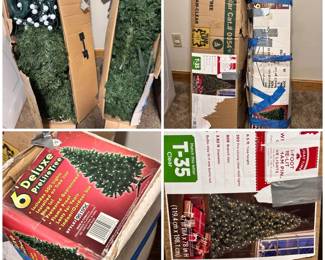 (2) Artificial Prelit Christmas Trees — 6’ & 6.5’ Faux Pine Decor