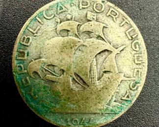 1944 Portugal 2.50 Escudos Silver Coin