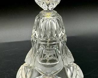 VINTAGE ECHT Bleikristall Lead Crystal Heart Bell Frosted Made in W.Germany 7"