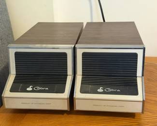 (2) Cobra External CB Radio Speakers by Dynascan – Woodgrain Cabinets