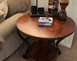 2 Tier Round Wood Side Table