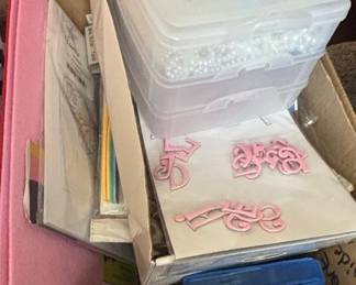 Crafting Supplies Lot with Lace, Ribbons, Paint brushes and Sewing Notions