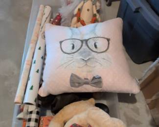 Easter Bunny Plush Pillow and Decorations Lot