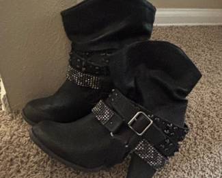 Women's Fashion Boots with Studs and Buckles