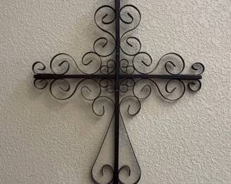 Wrought Iron Scrollwork Cross Wall Decor