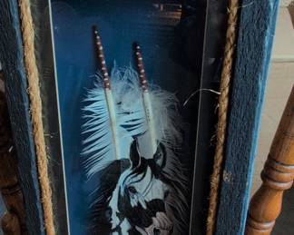 Native American Style Feathered Horse Head Wall Art