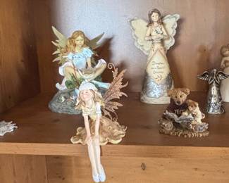 Fairy and Angel Figurines Collection with Boyds Bears and Snowman
