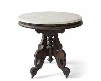 Victorian Oval Marble Top Parlor Table