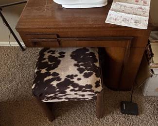 Vintage Singer 301A Sewing Machine in Cabinet with Stool