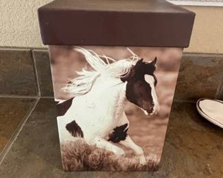 Decorative box with Pinto Horse Image