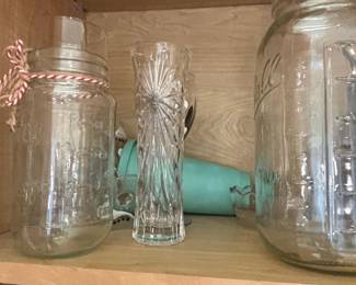 Vintage Ball Mason Jar and Crystal Bud Vase