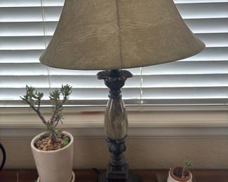 Traditional Table Lamp with Faux Marble Accents