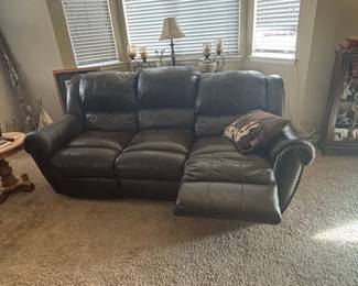 Brown Leather Reclining Sofa and Loveseat Set